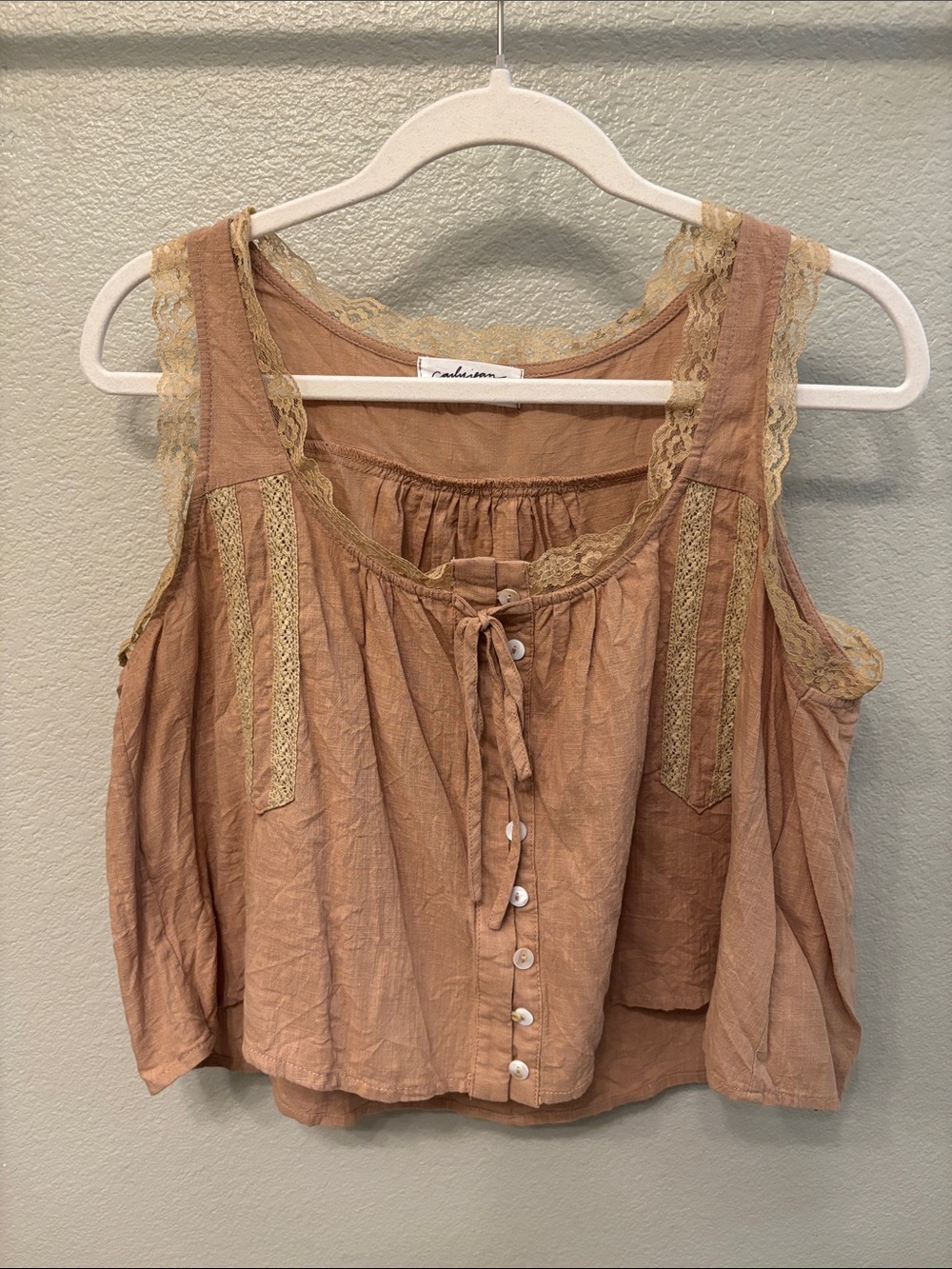 Carly Jean Los Angeles Lace-Trim Tank